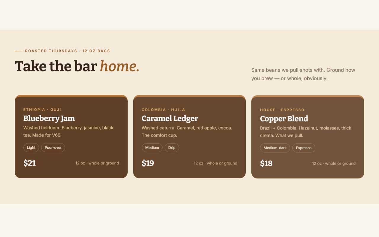 Copper Cup coffee beans