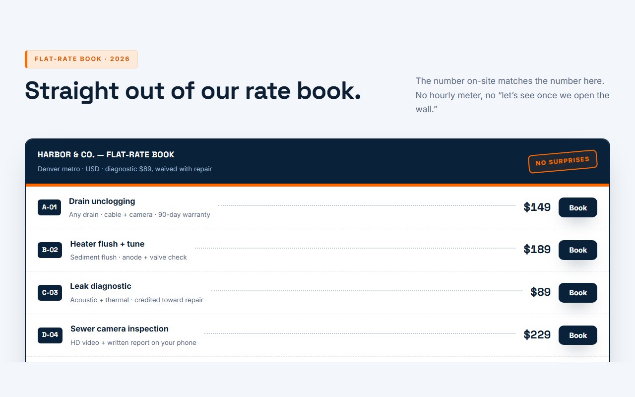 Harbor and Co Plumbing homepage